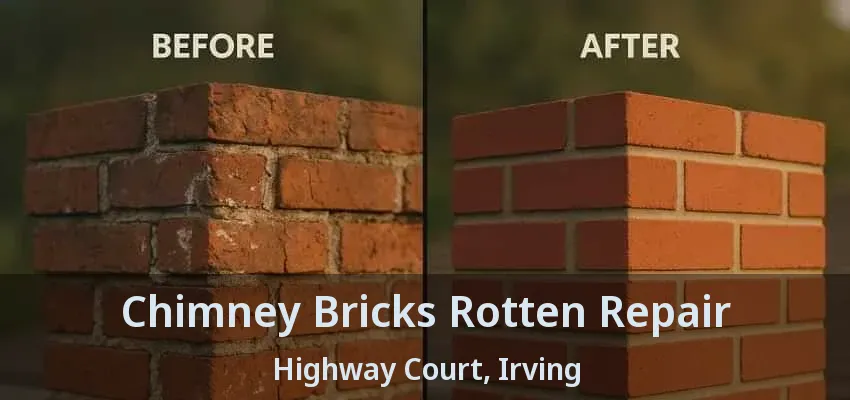 Chimney Bricks Rotten Repair Highway Court, Irving - TX