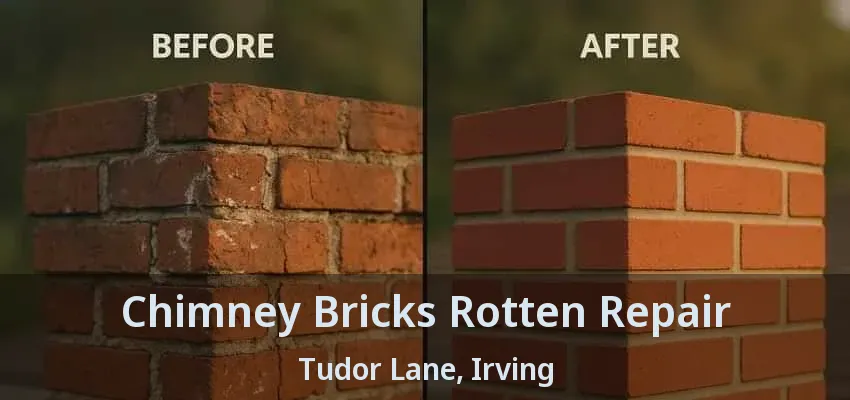 Chimney Bricks Rotten Repair Tudor Lane, Irving - TX